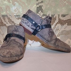 Free People Leather Snakeskin Booties